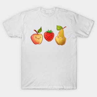 color illustration with cute fruit and berry. pear, apple and strawberry T-Shirt